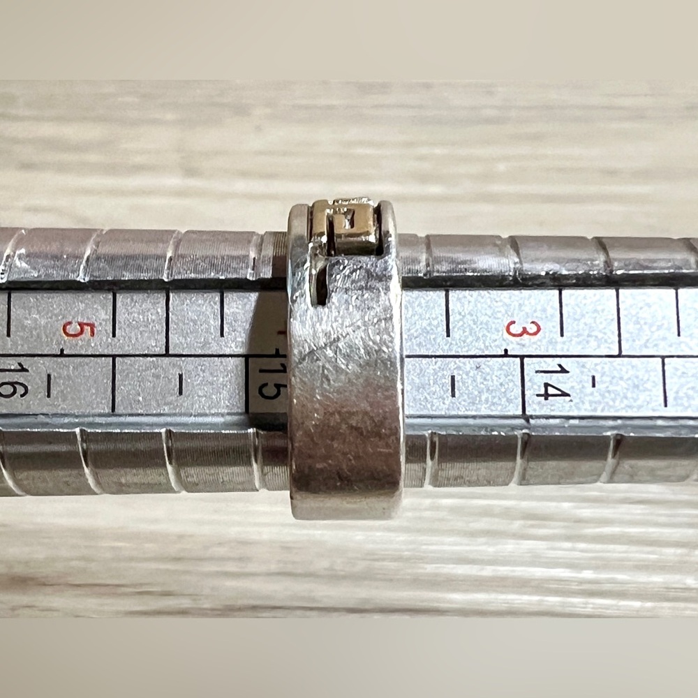 Native American Signed P. SKEET Sterling Silver & 14K Gold Pinky Ring, Size 4 - Picture 10 of 10